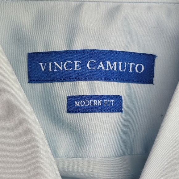 Vince Camuto Modern Fit Shirt Men 16 1/2 36-37 Spread Collar Long Sleeve Blue - Picture 9 of 15
